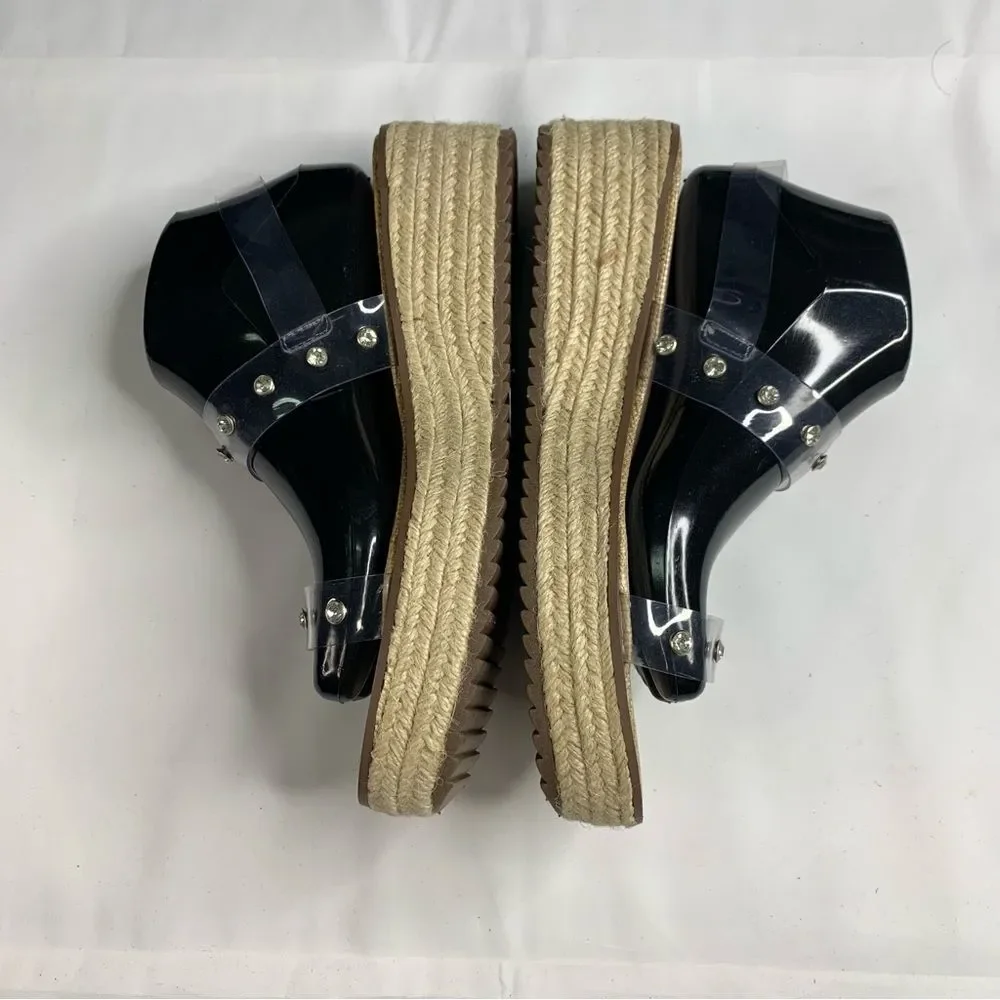 Schutz Cristiane Embellished Platform Sandal Espadrille Sandals Rhinestones 8.5
